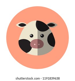 Cow cartoon, flat design icon, vector illustration, 