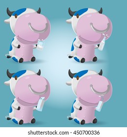 Cow Cartoon Hold Milk Product Vector