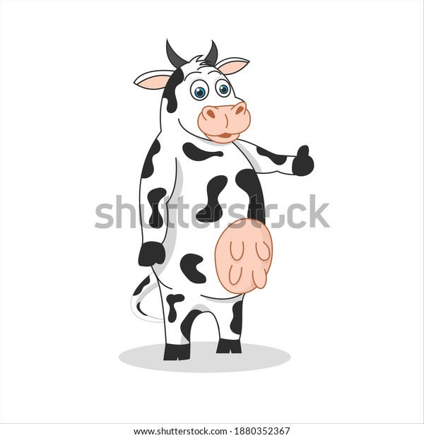 Cow Cartoon Illustration Standing Thumbs Stock Vector (Royalty Free ...