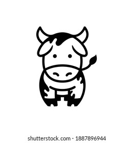 cow cartoon logo isolated on white background. cow icon illustration