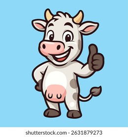 Cow Cartoon Mascot Thumb Hand Illustrations