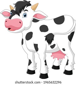 cow cartoon and smile on a white background