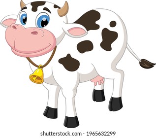 cow cartoon and smile on a white background