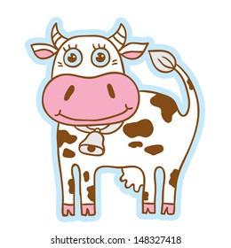 Cow. Cartoon style animals. Vector isolated object. Cartoon character.