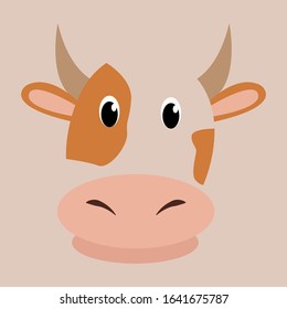 Cow Cartoon style. Vector illustration Colorful and funny composition.