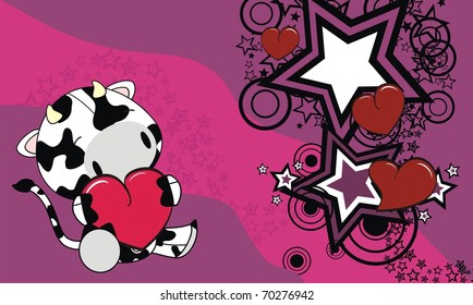 cow cartoon valentine background in vector format