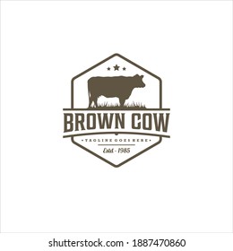 Cow Cattle Angus Livestock Logo Design Vector Image