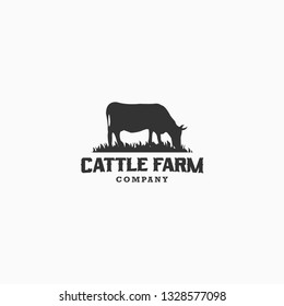 Cattle Farm Logo Design Angus Cow Stock Vector (Royalty Free ...