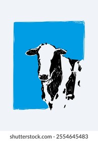 Cow, cattle hand drawn icon character mascot vector illustration. Realistic sketch drawing style poultry farm animal collection.