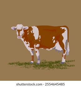 Cow, cattle hand drawn icon character mascot vector illustration. Realistic sketch drawing style poultry farm animal collection.