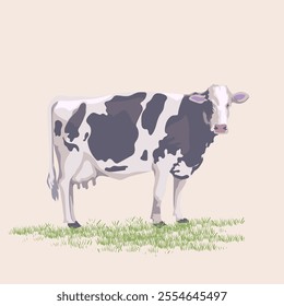 Cow, cattle hand drawn icon character mascot vector illustration. Realistic sketch drawing style poultry farm animal collection.