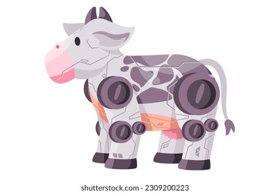 Cow cattle robot animal robotic creature  machine futuristic cyborg illustration graphic