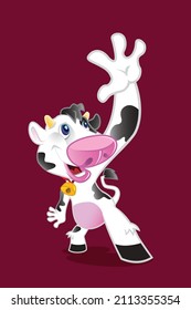 Cow character doing high five