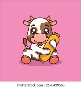 cow character logo design template