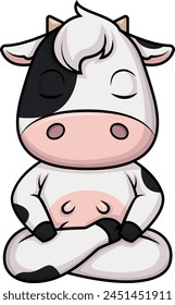 Cow character meditating vector illustration