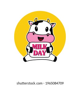 Cow character milk day vector character