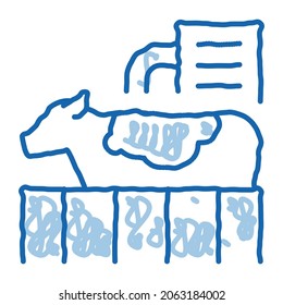 cow check sketch icon vector. Hand drawn blue doodle line art cow check sign. isolated symbol illustration