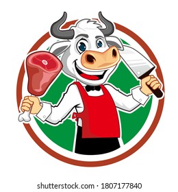 cow chef mascot cartoon in vector