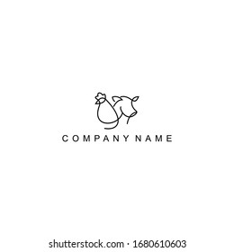 cow and chicken vector logo design 