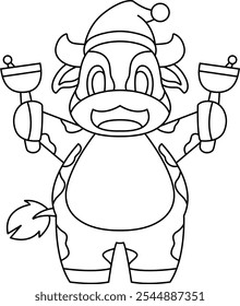 Cow Christmas Christmas bells Animal Vector Graphic Art Illustration