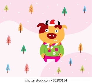 cow christmas greeting