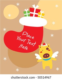 cow christmas greeting card