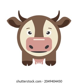 Cow circle vector icon. Flat symbol on white background