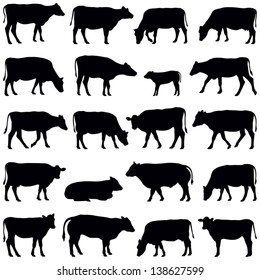 Cow collection - vector silhouette