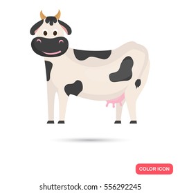 Cow color flat icon for web and mobile design