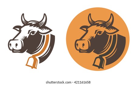 cow color head vector on white background