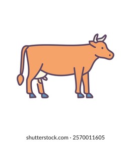 Cow color line icon on white background for web design and mobile app