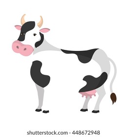 Cow colorful animal cartoon icon, vector illustration graphic.