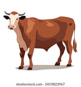 Cow of colorful set. Demonstration of the rural charm of cattle with this cartoon design illustration of an adorable cow on a pristine white canvas. Vector illustration.