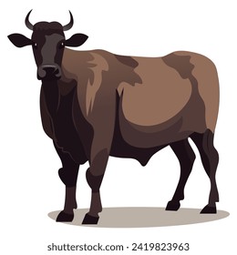 Cow of colorful set. Showcasing of the elegance of simplicity in this cow illustration, designed in a delightful cartoon style on a serene white canvas. Vector illustration.
