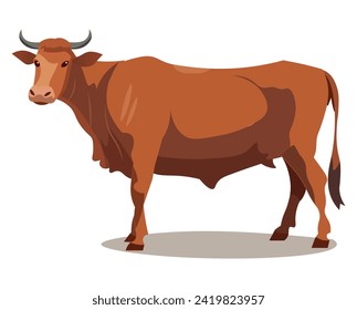 Cow of colorful set. This whimsical illustration feature a charming cartoon-style cow design against a clean white background. Vector illustration.