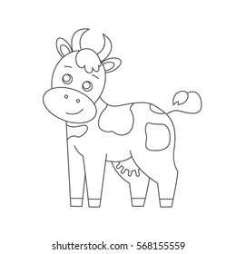 Cow for coloring book. Line art design.Isolated on white background.Line art design.Vector illustration