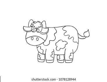 Cow Coloring Page Stock Vector (Royalty Free) 1078128944 | Shutterstock