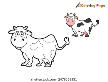 cow coloring page illustrations are accompanied by examples of colored illustrations ready to be colored and printed to help children develop their painting talents