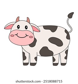 Cow coloring pages for kids. Trace and color cute Cow. Coloring page animal outline of cute cow tracing worksheet vector. Kindergarten and preschool activity. 