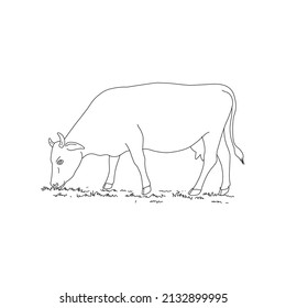 Cow Coloring vector line art for book and drawing.