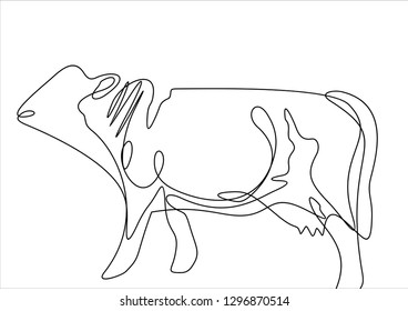 Cow. Continuous line