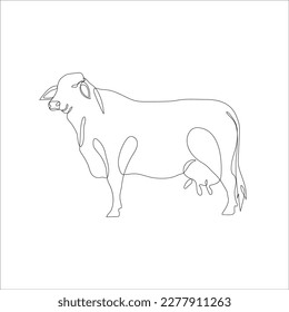 Cow in continuous line art drawing style. Continuous line drawing of cattle. Cow in abstract and minimalist linear icon. Vector illustration