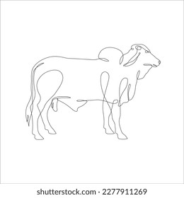 Cow in continuous line art drawing style. Continuous line drawing of cattle. Cow in abstract and minimalist linear icon. Vector illustration
