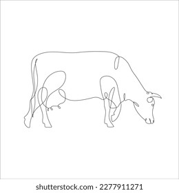 Vaca en estilo de dibujo de línea continua. Dibujo continuo de la línea de ganado. Vaca en un icono lineal abstracto y minimalista. Ilustración del vector