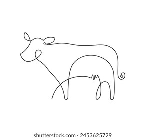 Cow in continuous line Icon Design Symbol Template Flat Style Vector