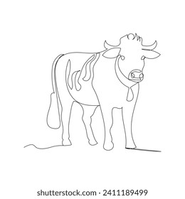 Cow  continuous one line drawing outline vector illustration
