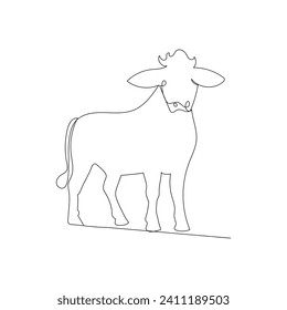 Cow  continuous one line drawing outline vector illustration