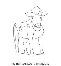 Cow  continuous one line drawing outline vector illustration