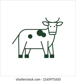 Cow in contour outline style. Vector simple image, icon.