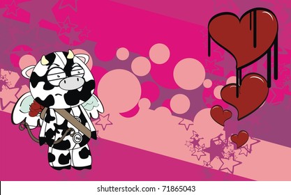 cow cupid cartoon background in vector format